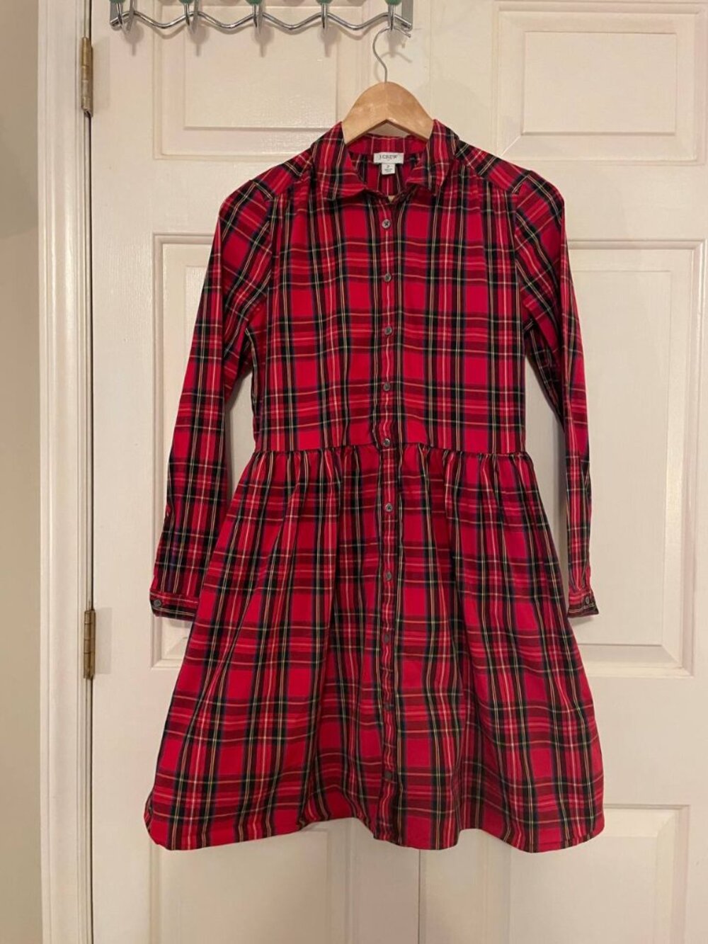 J.Crew Re-Imagined Red Plaid Dress | Classic Preppy Tiered Shirt Dress Christmas